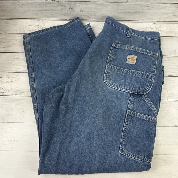 Carhartt FR Denim Blue Work Jeans Men 40x32 FRB13-DNM workwear Mens - Picture 1 of 15